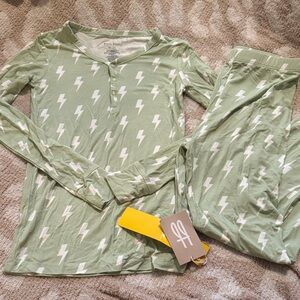 Kids Lightning Bolt Pajama Set - Mint Green